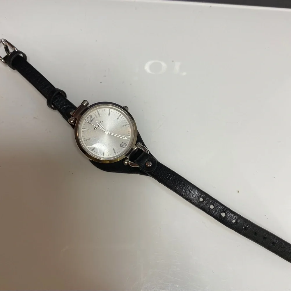 Fossil‎ Georgia black leather watch ES3199